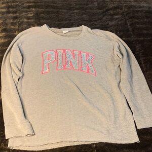 PINK Victoria's Secret Light Gray Long Sleeve Tee